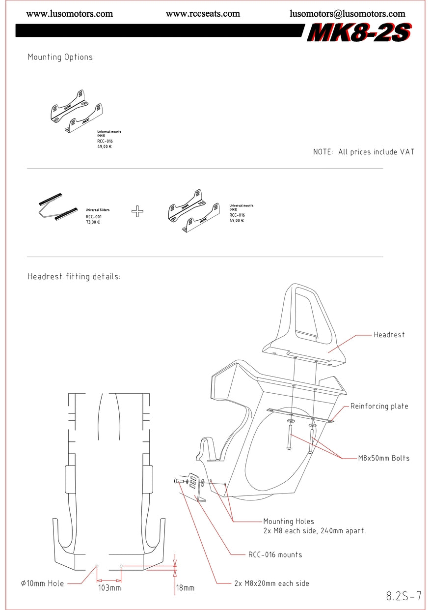 RCC MK8-2S XL Formula 1 Racing Seat – Sector X Simulations